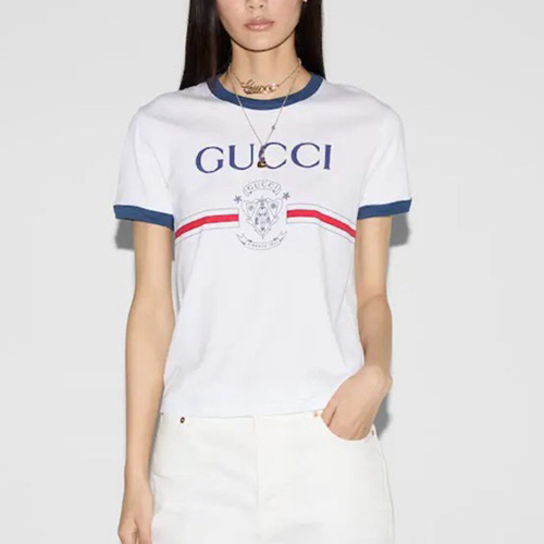 [홍콩명품.Gucci] 구찌 25SS 로고 여성 프린트 반팔 티셔츠 (화이트), BM20090, CC, 홍콩명품의류,구매대행,온라인명품