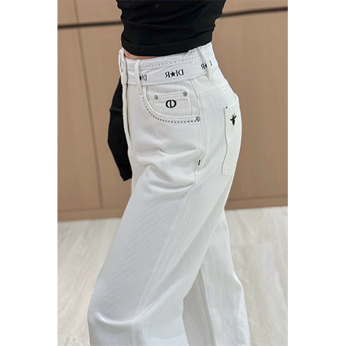 [홍콩명품,Christian Dior] 디올 25SS 로고 여성 오버핏 데님 팬츠 진 청바지 (화이트), BM20094, CC, 홍콩명품의류,구매대행,온라인명품