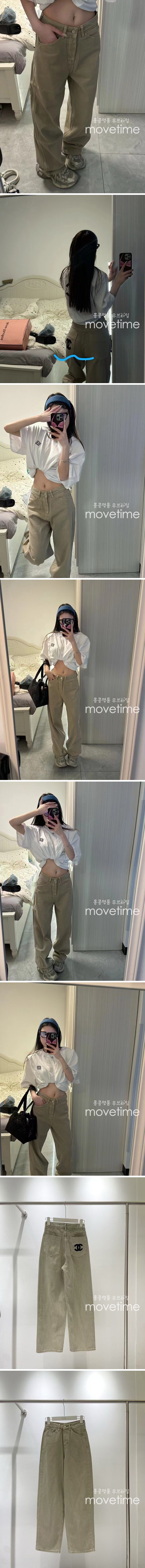 [홍콩명품.CHANEL] 샤넬 25SS 로고 여성 오버핏 데님 팬츠 진 청바지 (베이지), BM20105, CC, 홍콩명품의류,구매대행,온라인명품