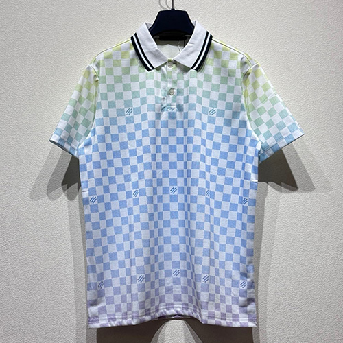 [홍콩명품.LOUIS VUITTON] 루이비통 25SS 로고 다미에 카라 폴로 반팔 티셔츠 (화이트), BM20128, KB, 홍콩명품의류,구매대행,온라인명품