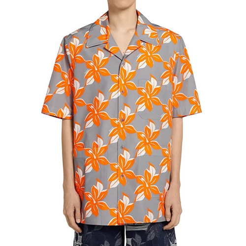 [홍콩명품.Gucci] 구찌 25SS 로고 플라워 패턴 반팔 남방 셔츠 (그레이), BM20146, KB, 홍콩명품의류,구매대행,온라인명품