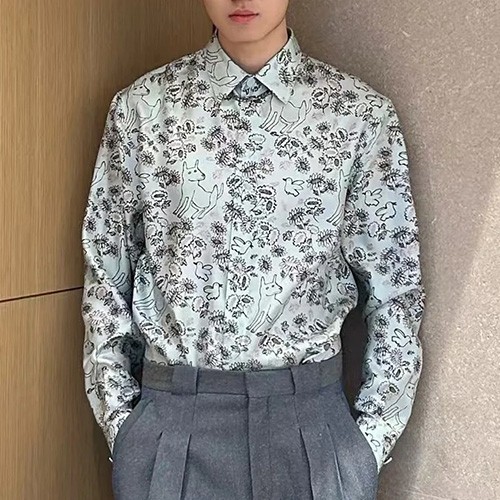 [홍콩명품,Christian Dior] 디올 25SS 로고 플라워 패턴 남방 셔츠 (스카이블루), BM20147, KB, 홍콩명품의류,구매대행,온라인명품
