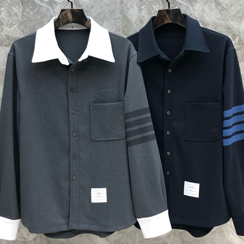 [홍콩명품.THOME BROWNE] 톰브라운 25SS 로고 4바 울 남방 셔츠 (2컬러), BM20195, TB1, 홍콩명품의류,구매대행,온라인명품