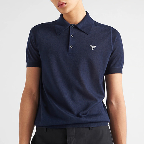 [홍콩명품,PRADA] 프라다 25SS 로고 하프지퍼 카라 폴로 니트 반팔 티셔츠 (3컬러), BM20213, TOM, 홍콩명품의류,구매대행,온라인명품