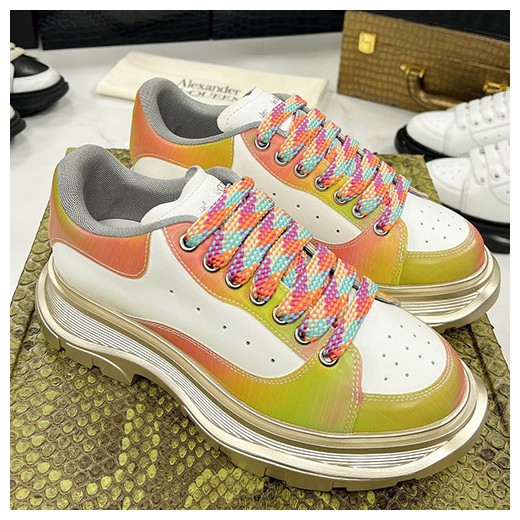 [홍콩명품.McQueen] 알렉산더맥퀸 25SS 로고 남여 레더 가죽 스니커즈 운동화 (베이지), SE4709, S1, 명품스니커즈,운동화,구두,로퍼,하이탑,신발
