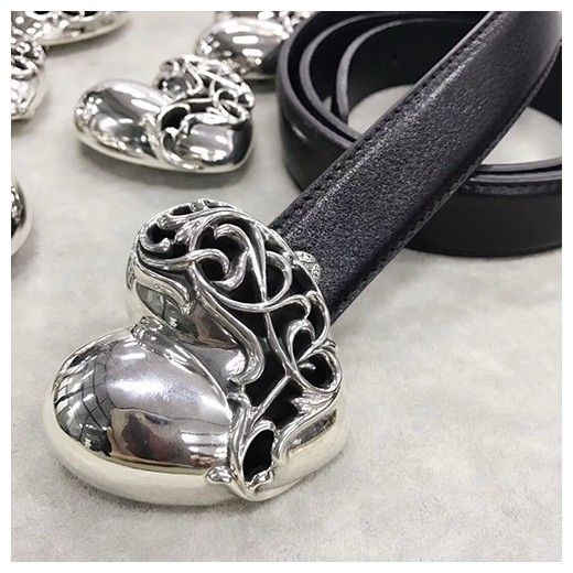 [홍콩명품.Chrome Hearts] 크롬하츠 25SS 로고 925실버 버클 레더 가죽 벨트 (블랙), 3.0cm, BT1425, CR1, 명품레플리카,인터넷쇼핑몰,남자명품,해외직구