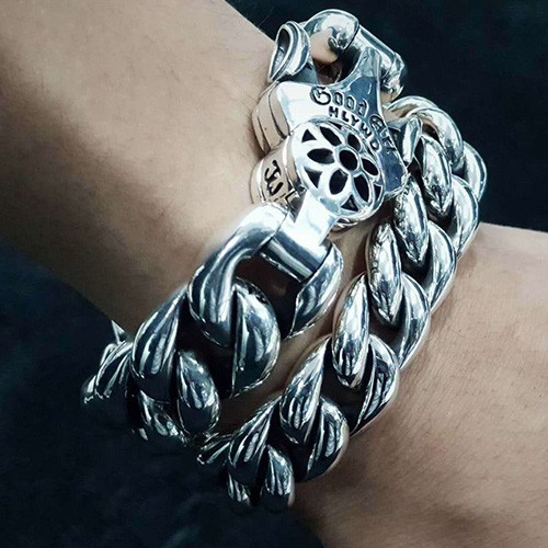 [가격문의][홍콩명품.Chrome Hearts] 크롬하츠 25SS 로고 GOOD ART 925실버 체인 팔찌 (17-23cm), ET2848, CR1, 홍콩명품의류,구매대행,온라인명품