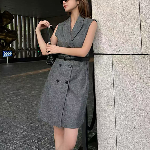 [홍콩명품,Christian Dior] 디올 25SS 로고 여성 벨티드 슬리브리스 원피스 (그레이), BM20364, TBG, 홍콩명품의류,구매대행,온라인명품