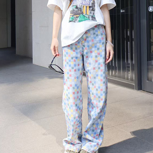 [홍콩명품.LOUIS VUITTON] 루이비통 25SS 로고 여성 다미에 데님 팬츠 진 청바지, BM20373, TBG, 홍콩명품의류,구매대행,온라인명품