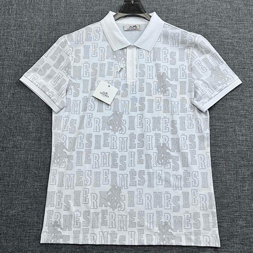 [홍콩명품.Hermes] 에르메스 25SS 로고 모노그램 카라 폴로 반팔 티셔츠 (화이트), BM20403, JQ, 홍콩명품의류,구매대행,온라인명품