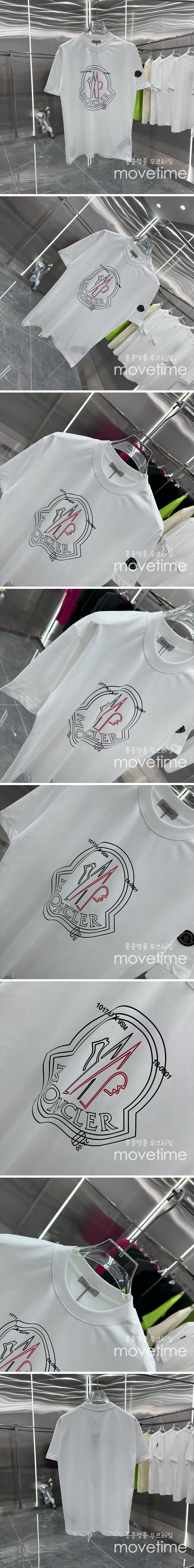 [홍콩명품.MONCLER] 몽클레어 25SS 로고 그래픽 프린트 반팔 티셔츠 (화이트), BM20420, G5, 홍콩명품의류,구매대행,온라인명품