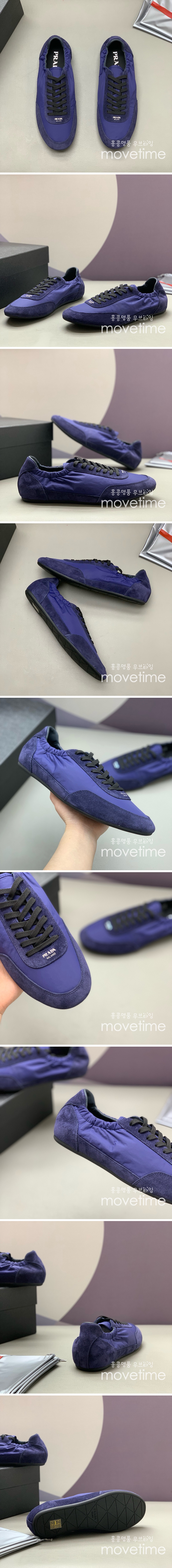 [홍콩명품,PRADA] 프라다 25SS 로고 레더 가죽 스니커즈 운동화 (퍼플), SE4748, PMD, 명품스니커즈,운동화,구두,로퍼,하이탑,신발