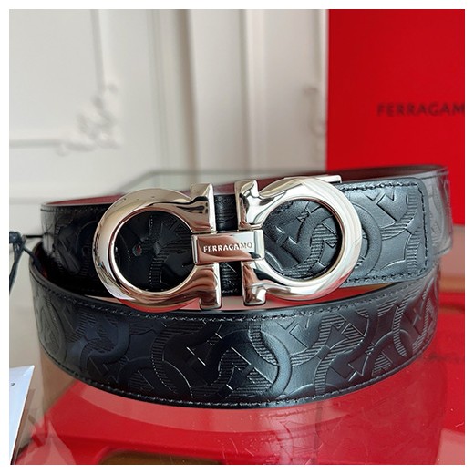 [홍콩명품.FERRAGAMO] 페레가모 25SS 로고 간치니 패턴 레더 가죽 벨트 (블랙-은장), BT1426, JX, 명품레플리카,인터넷쇼핑몰,남자명품,해외직구