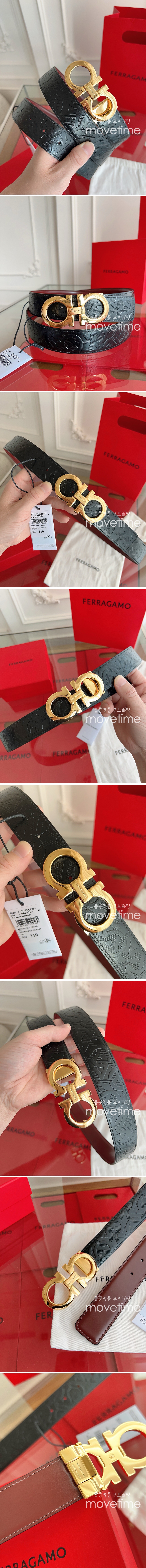 [홍콩명품.FERRAGAMO] 페레가모 25SS 로고 간치니 패턴 레더 가죽 벨트 (블랙-금장), BT1428, JX, 명품레플리카,인터넷쇼핑몰,남자명품,해외직구