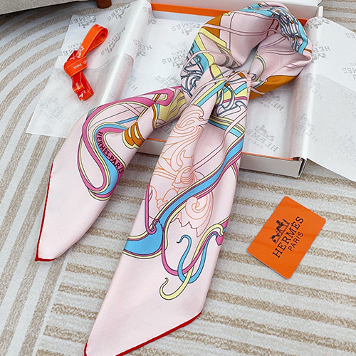 [홍콩명품.Hermes] 에르메스 25SS 로고 whiplash line 90-90 실크 스카프 머플러 (핑크), ET2893, JX, 홍콩명품의류,구매대행,온라인명품