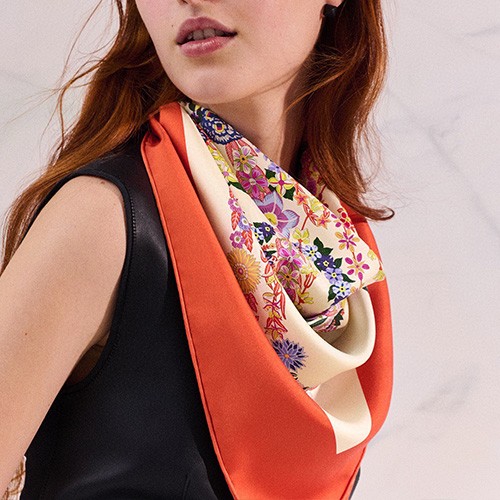 [홍콩명품.Hermes] 에르메스 25SS 로고 패턴 90-90 실크 스카프 머플러 (오렌지), ET2956, JX, 홍콩명품의류,구매대행,온라인명품