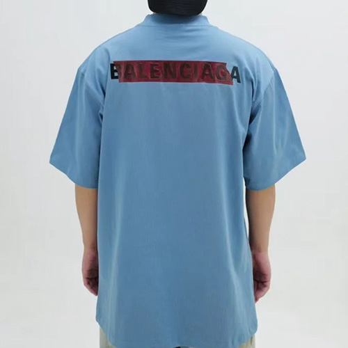 [홍콩명품.BALENCIAGA] 발렌시아가 25SS 로고 테이핑 반팔 티셔츠 (블루), BM20536, JL, 홍콩명품의류,구매대행,온라인명품