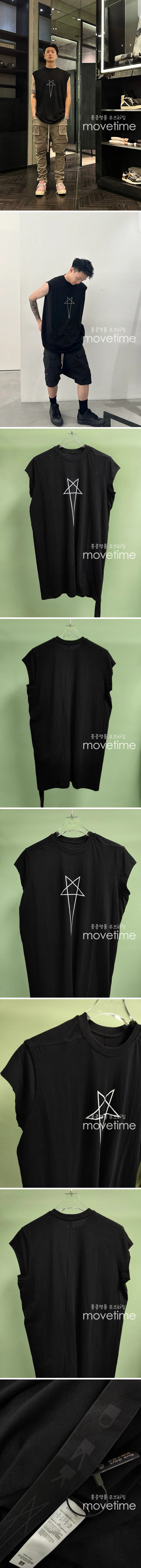 [홍콩명품.Rick Owens] 릭오웬스 25SS 로고 프린트 슬리브리스 티셔츠 (블랙), BM20554, JL, 홍콩명품의류,구매대행,온라인명품