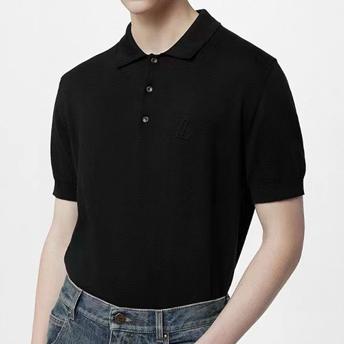[홍콩명품.LOUIS VUITTON] 루이비통 25SS 로고 카라 폴로 니트 반팔 티셔츠 (블랙), BM20556, JL, 홍콩명품의류,구매대행,온라인명품