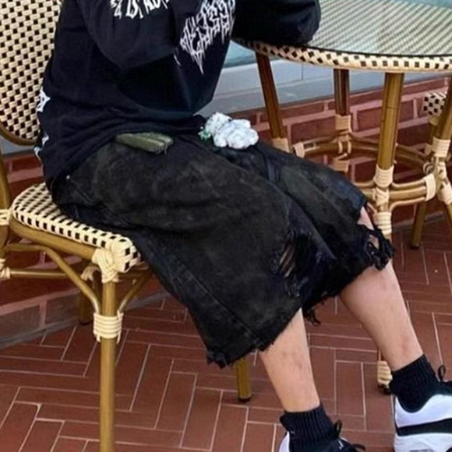 [홍콩명품.Project GR] 프로젝트 GR 25SS 로고 빈티지 데님 쇼츠 반바지 (블랙), BM20570, JL, 홍콩명품의류,구매대행,온라인명품