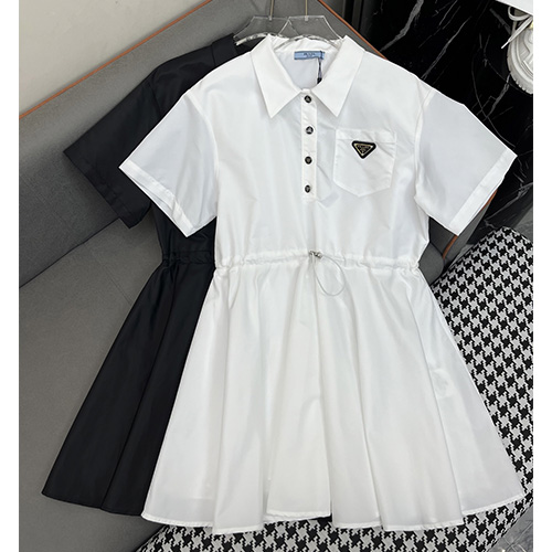 [홍콩명품,PRADA] 프라다 25SS 삼각로고 여성 나일론 반팔 셔츠 원피스 (2컬러), BM20599, GBG, 홍콩명품의류,구매대행,온라인명품