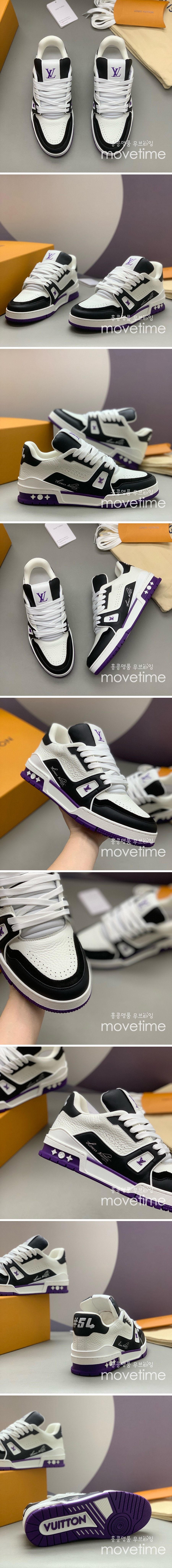 [홍콩명품.LOUIS VUITTON] 루이비통 25SS 로고 남여 모노그램 트레이너 스니커즈 운동화 (블랙-화이트), SE4760, PMD, 명품스니커즈,운동화,구두,로퍼,하이탑,신발