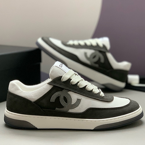 [홍콩명품.CHANEL] 샤넬 25SS 로고 레더 가죽 로우탑 스니커즈 운동화 (화이트-블랙), SE4793, PMD, 명품스니커즈,운동화,구두,로퍼,하이탑,신발