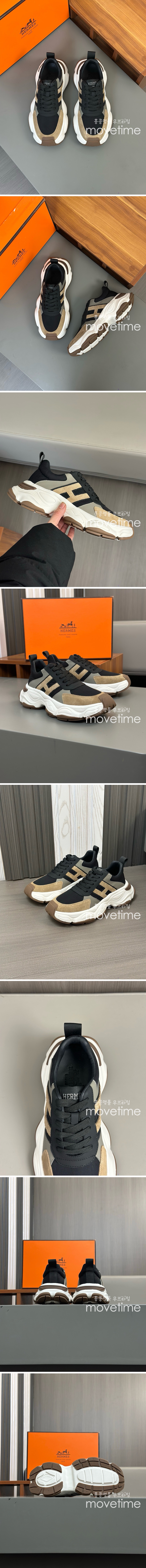 [홍콩명품.Hermes] 에르메스 25SS 로고 H 스니커즈 운동화 (블랙-브라운), SE4831, S2, 명품스니커즈,운동화,구두,로퍼,하이탑,신발