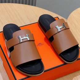 [홍콩명품.Hermes] 에르메스 25SS 로고 JAURES 샌들 슬리퍼 (브라운), SE4837, S2, 명품스니커즈,운동화,구두,로퍼,하이탑,신발