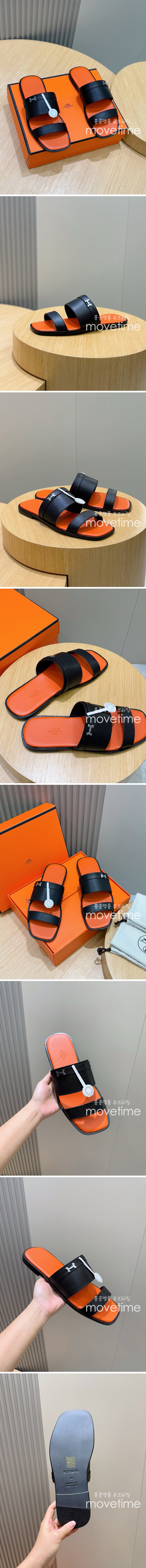 [홍콩명품.Hermes] 에르메스 25SS 로고 PARIS 샌들 슬리퍼 (블랙-오렌지), SE4848, S2, 명품스니커즈,운동화,구두,로퍼,하이탑,신발