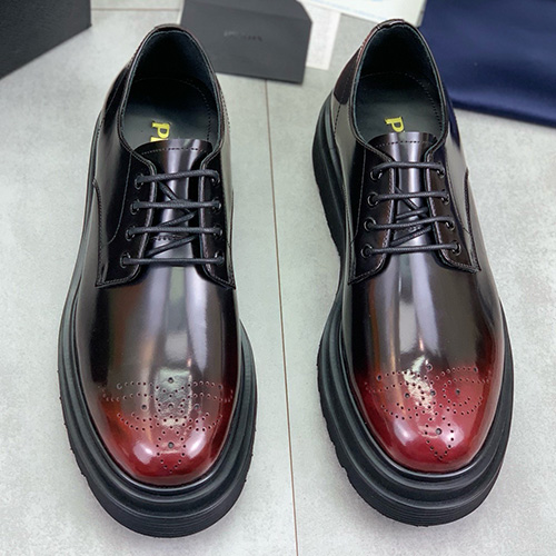 [홍콩명품,PRADA] 프라다 25SS 로고 레더 가죽 정장 구두 (그라데이션-레드), SE4873, S2, 명품스니커즈,운동화,구두,로퍼,하이탑,신발