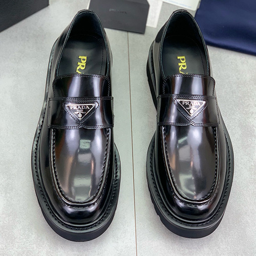 [홍콩명품,PRADA] 프라다 25SS 로고 레더 가죽 정장 구두 (블랙), SE4877, S2, 명품스니커즈,운동화,구두,로퍼,하이탑,신발