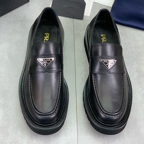 [홍콩명품,PRADA] 프라다 25SS 로고 레더 가죽 정장 구두 (블랙), SE4878, S2, 명품스니커즈,운동화,구두,로퍼,하이탑,신발