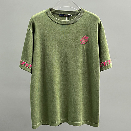 [홍콩명품.LOUIS VUITTON] 루이비통 25SS 로고 니트 반팔 티셔츠 (그린), BM20687, JU, 홍콩명품의류,구매대행,온라인명품