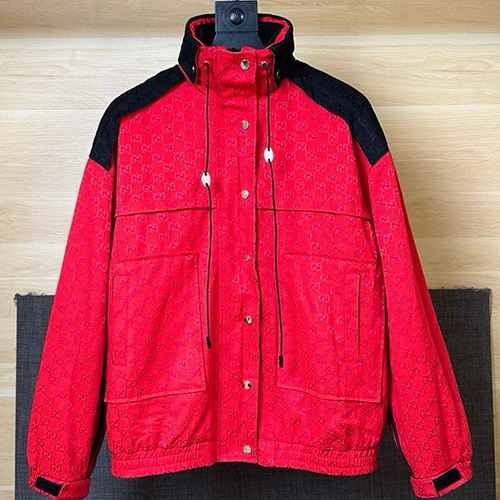 [홍콩명품.Gucci] 구찌 25SS 로고 GG수프림 내피 후드 바람막이 자켓 (레드), BM20696, JU, 홍콩명품의류,구매대행,온라인명품