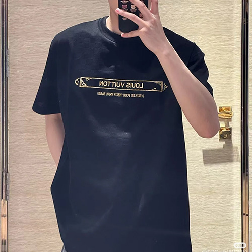 [홍콩명품.LOUIS VUITTON] 루이비통 25SS 로고 다미에 반팔 티셔츠 (블랙), BM20703, KB, 홍콩명품의류,구매대행,온라인명품