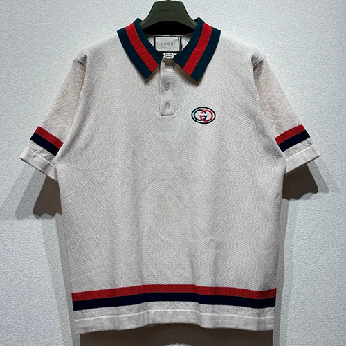 [홍콩명품.Gucci] 구찌 25SS 로고 자수 카라 폴로 반팔 티셔츠 (화이트), BM20724, KB, 홍콩명품의류,구매대행,온라인명품