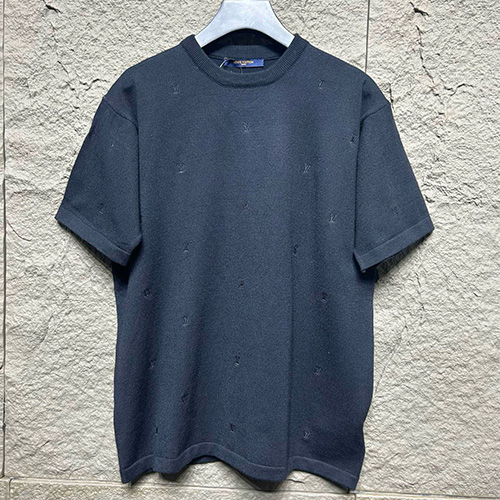 [홍콩명품.LOUIS VUITTON] 루이비통 25SS 로고 니트 반팔 티셔츠 (네이비), BM20727, KB, 홍콩명품의류,구매대행,온라인명품