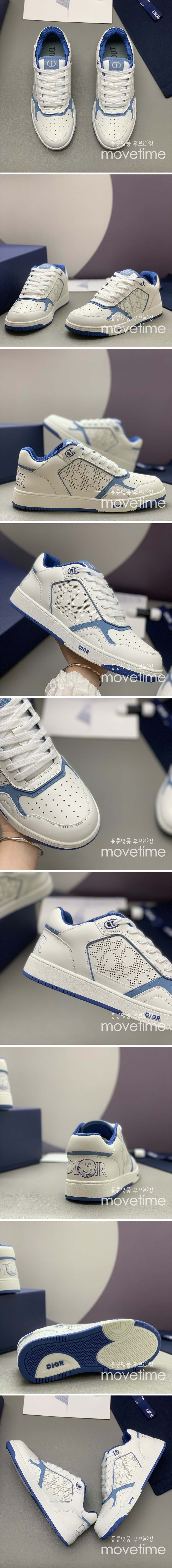 [홍콩명품,Christian Dior] 디올 25SS 로고 오블리크 B27 스니커즈 운동화 (화이트-블루), SE4908, PMD, 명품스니커즈,운동화,구두,로퍼,하이탑,신발