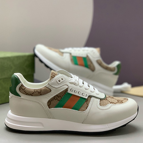 [홍콩명품.Gucci] 구찌 25SS 로고 레더 가죽 스니커즈 운동화 (화이트-베이지), SE4934, PMD, 명품스니커즈,운동화,구두,로퍼,하이탑,신발