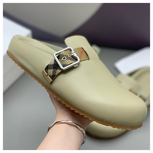 [홍콩명품.Burberry] 버버리 25SS 로고 레더 가죽 바겐스탁 슬리퍼 (베이지), SE4937, PMD, 명품스니커즈,운동화,구두,로퍼,하이탑,신발
