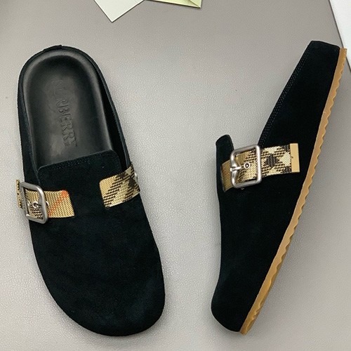 [홍콩명품.Burberry] 버버리 25SS 로고 레더 가죽 바겐스탁 슬리퍼 (블랙), SE4938, PMD, 명품스니커즈,운동화,구두,로퍼,하이탑,신발