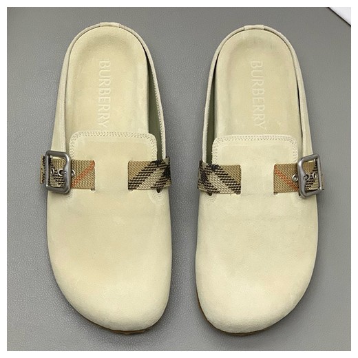 [홍콩명품.Burberry] 버버리 25SS 로고 레더 가죽 바겐스탁 슬리퍼 (베이지), SE4940, PMD, 명품스니커즈,운동화,구두,로퍼,하이탑,신발