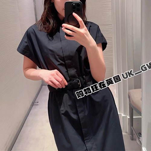 [홍콩명품,Christian Dior] 디올 25SS 로고 여성 벨티드 반팔 셔츠 원피스 (블랙), BM20871, TBG, 홍콩명품의류,구매대행,온라인명품
