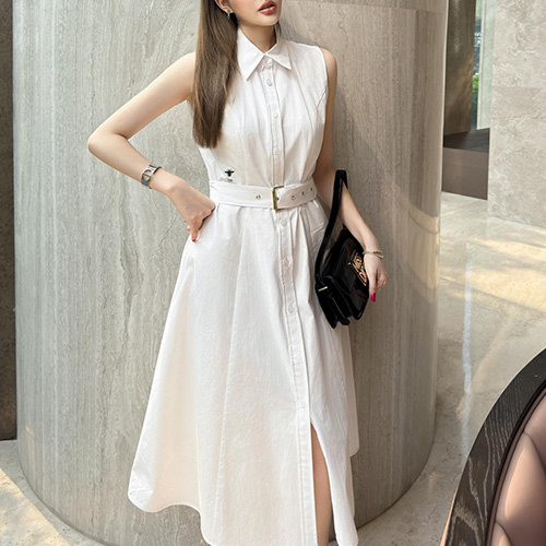[명품레플리카,Christian Dior] 디올 25SS 로고 여성 벨티드 슬리브리스 셔츠 원피스 (2컬러), BM20872, TBG, 홍콩명품의류,구매대행,온라인명품