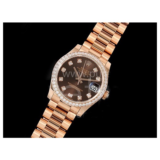 [홍콩명품. ROLEX] 로렉스 데이저스트 여성용 31mm 로즈골드 다이아몬드 베젤 브라운 다이얼 여자시계