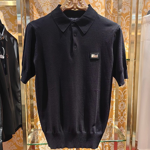[홍콩명품.D&G] 돌체앤가바나 25SS 로고 카라 폴로 니트 반팔 티셔츠 (블랙), BM20900, JU, 홍콩명품의류,구매대행,온라인명품