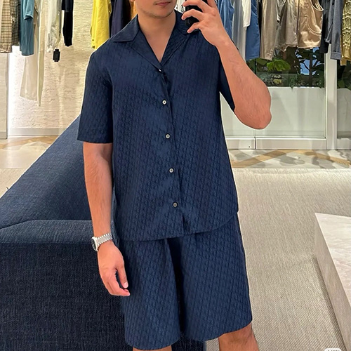 [홍콩명품,Christian Dior] 디올 25SS 로고 오블리크 반팔 남방 셔츠 + 쇼츠 반바지 상하의 세트 (2컬러), BM20938, KB, 홍콩명품의류,구매대행,온라인명품