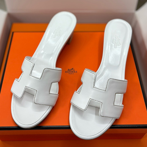 [홍콩명품.Hermes] 에르메스 25SS 로고 여성 레더 가죽 샌들 슬리퍼 (화이트), SE4950, H3, 명품스니커즈,운동화,구두,로퍼,하이탑,신발