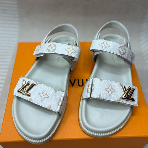 [홍콩명품.LOUIS VUITTON] 루이비통 25SS 로고 여성 모노그램 레더 가죽 슬리퍼 샌들 (화이트), SE4960, H3, 명품스니커즈,운동화,구두,로퍼,하이탑,신발